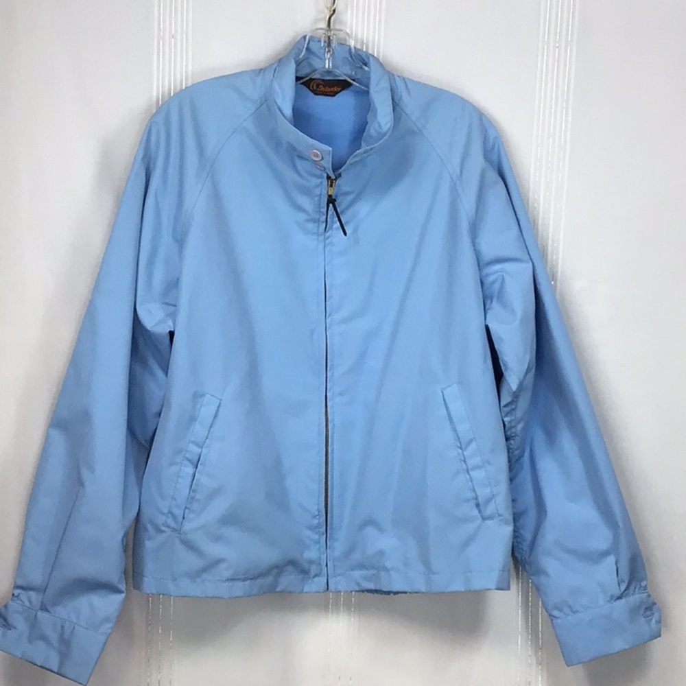 VTG Islander Blue Zip Front Stand-Up Collar Pockets Lined Jacket Sz.L